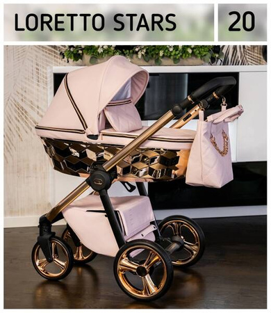 Wózek dziecięcy ADBOR LORETTO LUX STARS 2w1 + Torba + Pokrowiec + Moskitiera (kolor: 20 - GONDOLA LUSTRZANA MIEDŹ)