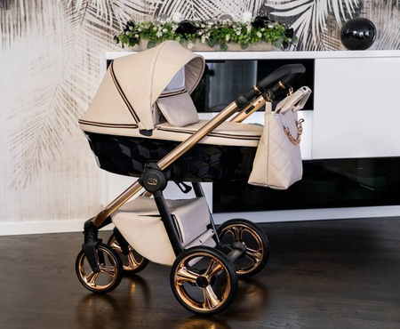 Wózek Dziecięcy Wielofunkcyjny Adbor Destello (LORETTO) 2w1 Gondola Spacerówka + Torba + Pokrowiec + Moskitiera + GRATIS ZABAWKA (kolor: 22 - Gondola Czarna)