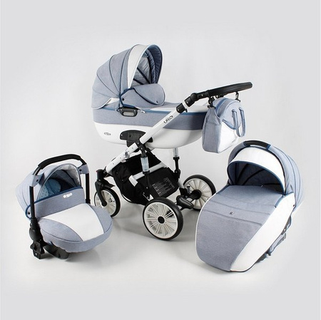 Wózek dziecięcy ADBOR OTTIS WHITE 3w1 + Torba + Pokrowiec + Moskitiera + Uchwyt na butelkę + Fotelik Samochodowy (kolor: Ott-31)