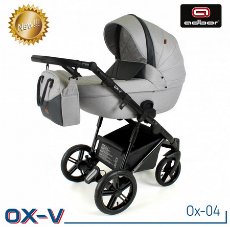 Wózek dziecięcy ADBOR OTTIS WHITE 3w1 + Torba + Pokrowiec + Moskitiera + Uchwyt na butelkę + Fotelik Samochodowy (kolor: Ow-01)