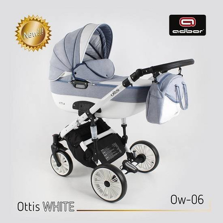 Wózek dziecięcy ADBOR OTTIS WHITE 2w1 + Torba + Pokrowiec + Moskitiera + Uchwyt na butelkę (kolor: Ow-06)