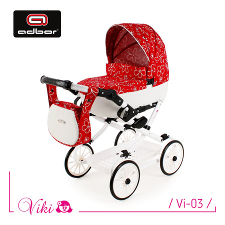 Wózek dla Lalek Składany Głęboki Adbor Viki Gondola + Torba + Koszyk (kolor: Vi-03)