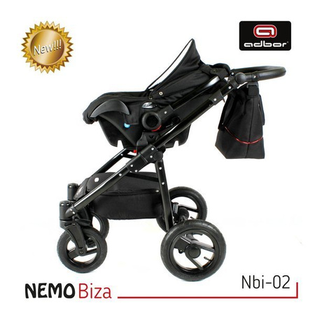 Wózek dziecięcy ADBOR NEMO 3w1 + Torba + Pokrowiec + Moskitiera + Fotelik Samochodowy (kolor: Biza Nbi-01)