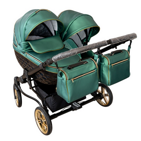 Wózek podwójny BLIŹNIACZY ADBOR DUO LUX 3D 4w1 + Torby + Pokrowiec + Moskitiera + Uchwyt na butelkę + Foteliki KITE ISOFIX kolor: DL 3D-08