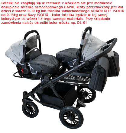 Wózek dziecięcy ADBOR OXV-3D 3w1 + Torba + Pokrowiec + Moskitiera + Uchwyt na butelkę + Fotelik Samochodowy (kolor: OXV-3D-01)