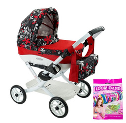 Wózek dla Lalek Składany Głęgoki Adbor Lily Classic + Specjalny Gratis - Gondola + Torba + Koszyk (kolor: Lc-18)