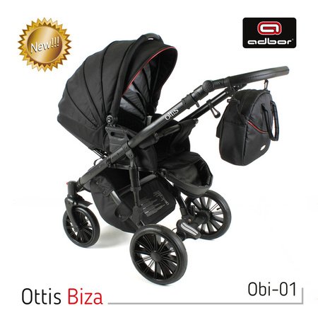 Wózek dziecięcy ADBOR OTTIS WHITE 3w1 + Torba + Pokrowiec + Moskitiera + Uchwyt na butelkę + Fotelik Samochodowy (kolor: Ow-02)