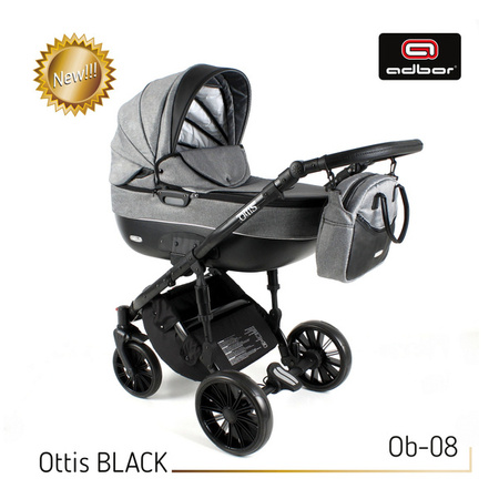 Wózek dziecięcy ADBOR OTTIS WHITE 3w1 + Torba + Pokrowiec + Moskitiera + Uchwyt na butelkę + Fotelik Samochodowy (kolor: Ow-02)