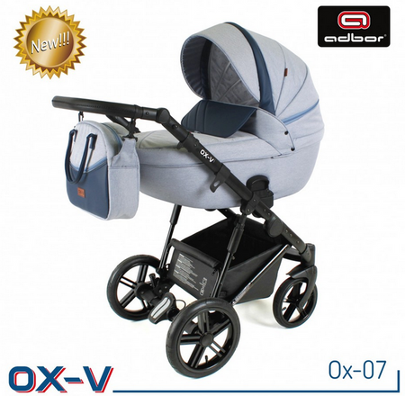 Wózek dziecięcy ADBOR OTTIS WHITE 3w1 + Torba + Pokrowiec + Moskitiera + Uchwyt na butelkę + Fotelik Samochodowy (kolor: Ow-01)