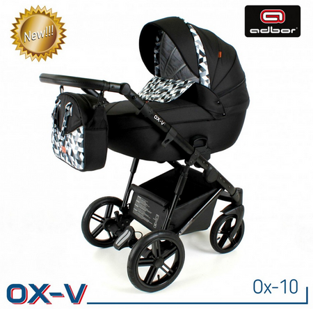 Wózek dziecięcy ADBOR OX-V 3w1 + Torba + Pokrowiec + Moskitiera + Uchwyt na butelkę + Fotelik (kolor: Ox-010)