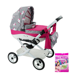 Wózek dla Lalek Składany Głęgoki Adbor Lily Classic + Specjalny Gratis - Gondola + Torba + Koszyk (kolor: Lc-24)