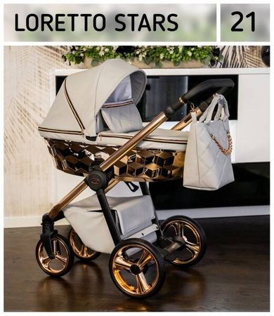 Wózek dziecięcy ADBOR LORETTO LUX STARS 2w1 + Torba + Pokrowiec + Moskitiera (kolor: 21 - GONDOLA LUSTRZANA MIEDŹ)