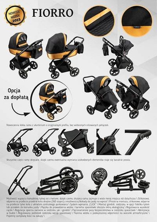 Wózek dziecięcy ADBOR FIORRO 3w1 + Torba + Pokrowiec + Moskitiera + Fotelik CAPRI (kolor: F2)