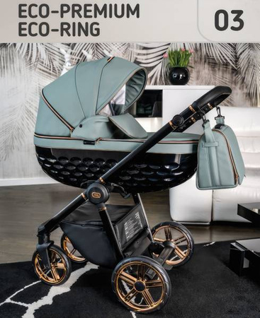 Wózek dziecięcy ADBOR OXV 3D RING 3w1 + Torba + Pokrowiec + Moskitiera + Fotelik CAPRI (kolor: ECO-03)