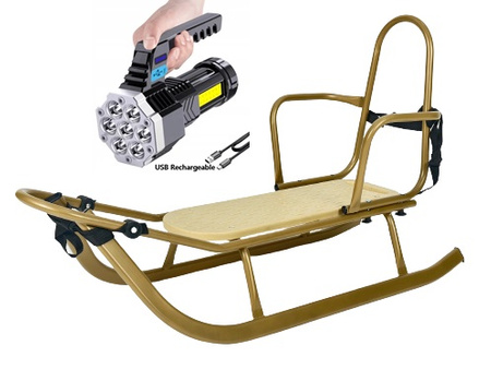 Sanki metalowe Adbor Piccolino Standard z oparciem i pasami kolor: SREBRNY