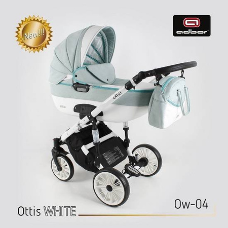 Wózek dziecięcy ADBOR OTTIS WHITE 3w1 + Torba + Pokrowiec + Moskitiera + Uchwyt na butelkę + Fotelik (kolor: Ow-04)