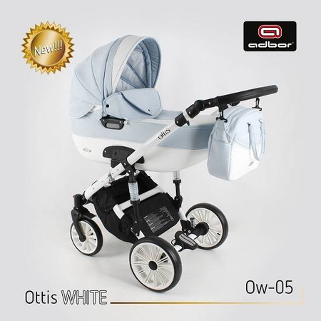 Wózek dziecięcy ADBOR OTTIS WHITE 2w1 + Torba + Pokrowiec + Moskitiera + Uchwyt na butelkę + Fotelik Samochodowy (kolor: Ow-05)
