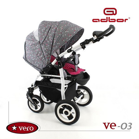 Wózek spacerowy ADBOR VERO DWUKIERUNKOWY + Plecak (przewijak) + Pokrowiec + Uchwyt na butelkę kolor: VE-06