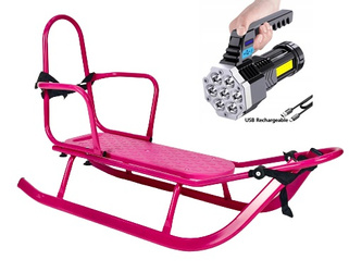 Sanki metalowe Adbor Piccolino Standard z oparciem i pasami kolor: SREBRNY