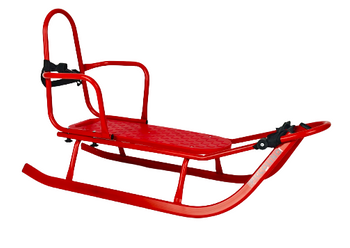 Sanki metalowe Adbor Piccolino Standard z oparciem i pasami kolor: CZERWONY