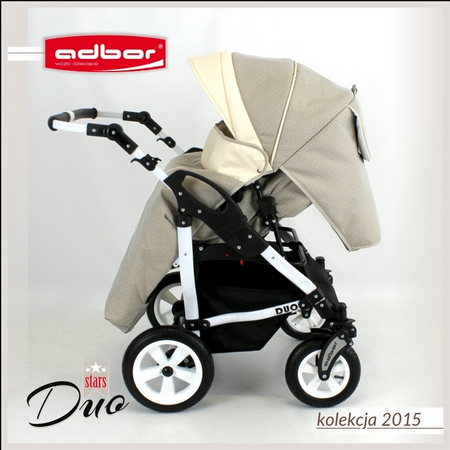 Wózek podwójny BLIŹNIACZY ADBOR DUO STARS 2w1 + Torba + Pokrowiec + Moskitiera (kolor: D-08)