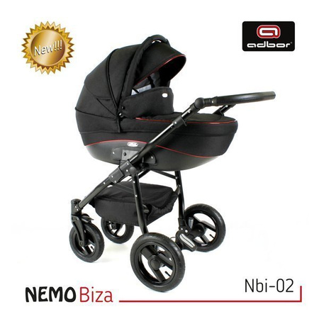 Wózek dziecięcy ADBOR NEMO 3w1 + Torba + Pokrowiec + Moskitiera + Fotelik Samochodowy (kolor: Biza Nbi-02)
