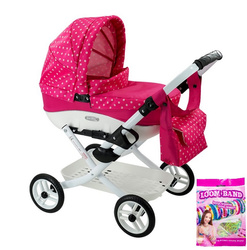 Wózek dla Lalek Składany Głęgoki Adbor Lily Classic + Specjalny Gratis - Gondola + Torba + Koszyk (kolor: Lc-09)