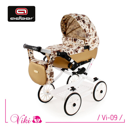 Wózek dla Lalek Składany Głęboki Adbor Viki Gondola + Torba + Koszyk (kolor: Vi-09)