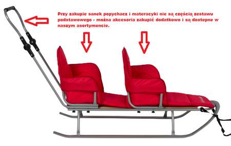 Sanki metalowe Adbor Piccolino Standard z oparciem i pasami kolor: SREBRNY