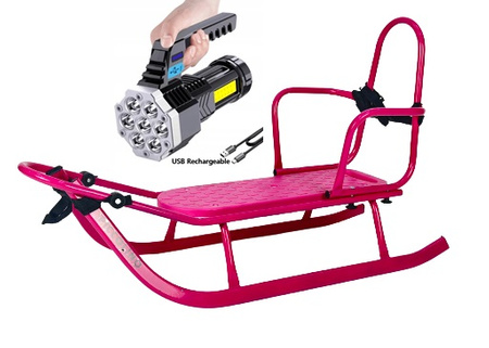 Sanki metalowe Adbor Piccolino Standard z oparciem i pasami kolor: SREBRNY