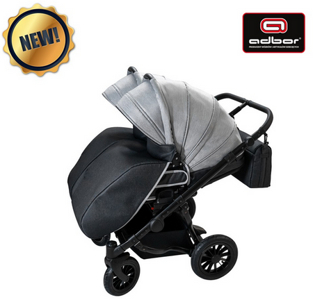 Wózek podwójny BLIŹNIACZY ADBOR DUO LUX 6w1 + Torby + Pokrowiec + Moskitiera + Uchwyt na butelkę + Foteliki kolor: DL-03