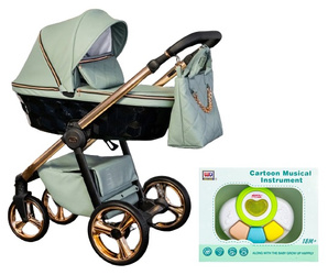 Wózek Dziecięcy Wielofunkcyjny Adbor Destello (LORETTO) 2w1 Gondola Spacerówka + Torba + Pokrowiec + Moskitiera + GRATIS ZABAWKA (kolor: 03 - Gondola Czarna)